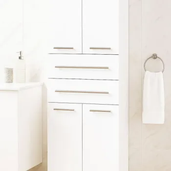 Dulap baie seria 008, front MDF, 4 usi, 2 sertare, montat, alb, 60x31.6x180 cm 19d7 imagine