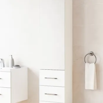 Dulap baie seria 009, front MDF, oglinda, 1 usa, 3 sertare, alb, 35.8x31.6x180 cm 9893 imagine