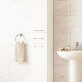 Dulap baie seria 010, front MDF, 2 usi, 1 sertar, alb, 30x31.6x180 cm 0bc7 imagine