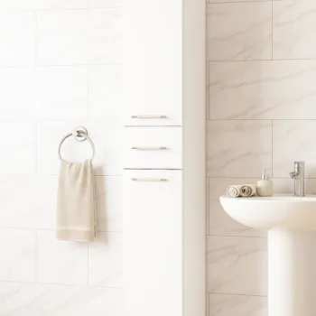 Dulap baie seria 010, front MDF, 2 usi, 1 sertar, montat, alb, 30x31.6x180 cm e544 imagine