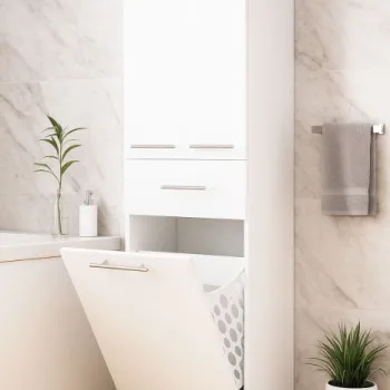 Dulap baie seria 015, front MDF, 3 usi, 1 sertar, alb, 50x36.5x166 cm 033c imagine