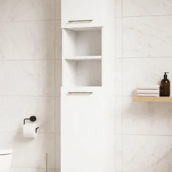 Dulap baie seria 018, 2 usi, alb, 30x24.6x170 cm 4e72 imagine