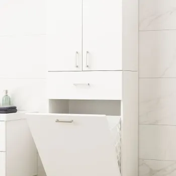 Dulap baie seria 021, 3 usi, 1 sertar, alb, 64x37x170 cm 30d4 imagine