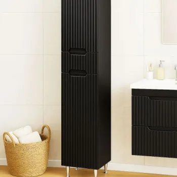 Dulap baie seria 033, front MDF, 2 usi, 1 sertar, negru, 30x31.6x180 cm 9329 imagine