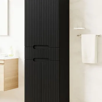 Dulap baie seria 033, front MDF, 4 usi, 1 sertar, negru, 60x31.6x166 cm ab7e imagine