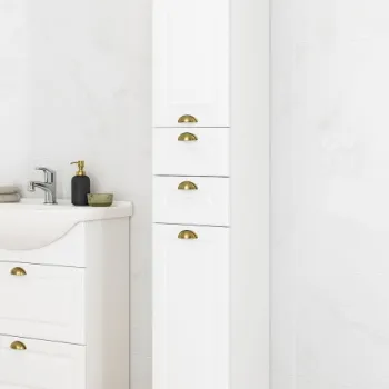 Dulap baie seria 172, front MDF, 2 usi, 2 sertare, alb rustic, 35x31.6x180 cm bba7 imagine