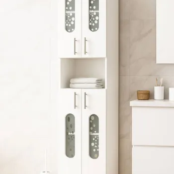 Dulap baie seria 177 LAGUNA, front MDF, 4 usi, alb, 35x31.6x166 cm c834 imagine