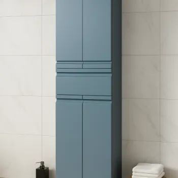 Dulap baie seria 786, front MDF, 4 usi, 1 sertar, montat, antracit, 50x32x180 cm c8a6 imagine