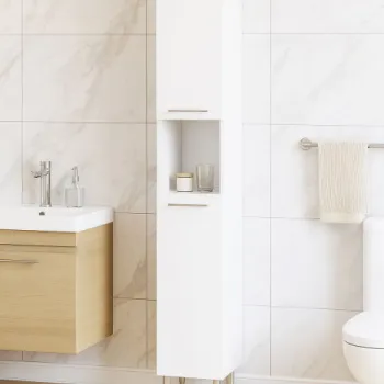 Dulap baie SOLE, front MDF, 2 usi, alb, 30x31.6x180 cm 5806 imagine