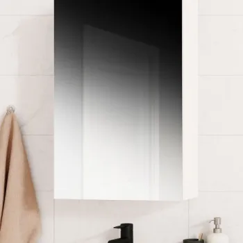 Dulap baie suspendat, 1 usa, oglinda, alb, 50x14x68 cm abe5 imagine