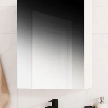 Dulap baie suspendat, 1 usa, oglinda, alb, 60x14x68 cm 79a6 imagine