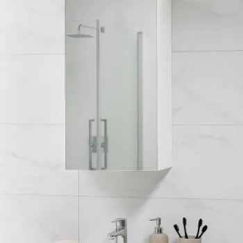 Dulap baie suspendat PROMO, 1 usa, oglinda, alb, 30x21.5x68 cm 3dab imagine