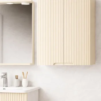 Dulap baie suspendat seria 033, front MDF, 2 usi, crem, 60x22x68 cm 367d imagine