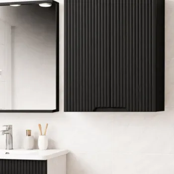 Dulap baie suspendat seria 033, front MDF, 2 usi, negru, 60x22x68 cm bba7 imagine