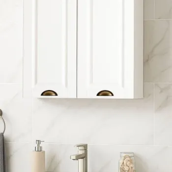 Dulap baie suspendat seria 172, front MDF, 2 usi, montat, alb, 60x21.5x68 cm 2db9 imagine