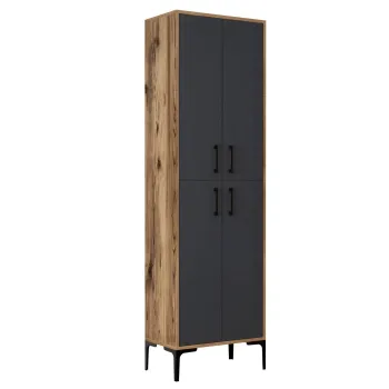 Dulap BERLIN A, 4 usi, nuc + antracit, 60x35x200 cm 4f1c imagine