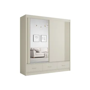 Dulap CANADA CA31-20, usi glisante, 3 sertare, 5 rafturi, bara de haine, oglinda, casmir, 200x60x215 cm 21f8 imagine