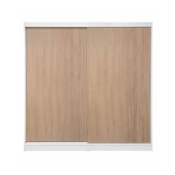 Dulap CORFU 01, usi glisante, corp alb + usi sonoma, 200x60x200 cm 17e0 imagine