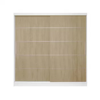 Dulap CORFU 03, usi glisante, corp alb + usi somona, 200x60x200 cm f593 imagine