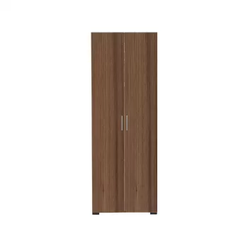 Dulap CORINNE, 2 usi, 1 raft, bara de haine, nuc, cant vanilie, 80x50x188 cm cd43 imagine