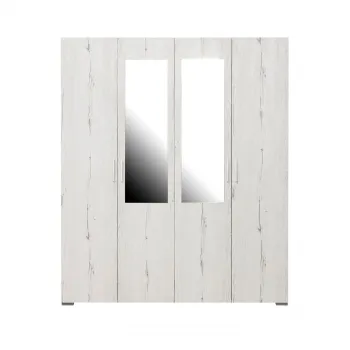 Dulap CORINNE, oglinzi, 4 usi, 4 rafturi, bara de haine, alb Elvetia, 160x50x188 cm e041 imagine