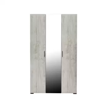 Dulap ECONO, oglinzi, 3 usi, 4 rafturi, bara de haine, pin antichizat, 120x50x206 cm 27f6 imagine