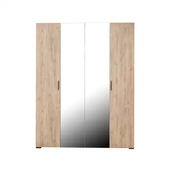 Dulap ECONO, oglinzi, 4 usi, 4 rafturi, bara de haine, sherwood, 160x50x206 cm 0501 imagine