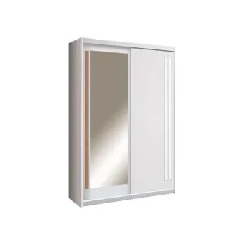 Dulap EF1-150 usi glisante, 6 rafturi, bara de haine, oglinda, alb andersen + artisan, 150x59x215 cm 5796 imagine