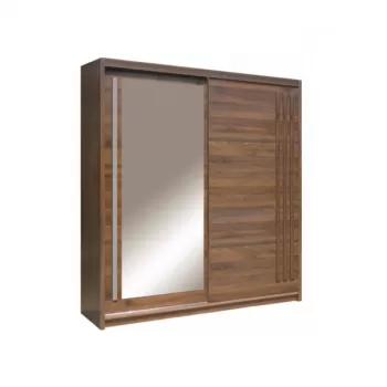 Dulap EF3-150, usi glisante, 6 rafturi, bara de haine, oglinda, columbia + cappuccino, 150x59x215 cm a2f4 imagine
