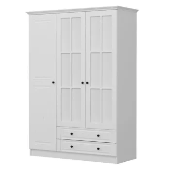 Dulap KALE 3, 3 usi, 2 sertare, alb, 135x52x210 cm e7dd imagine