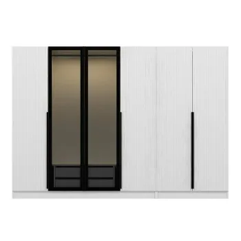 Dulap KALE PLUS, 6 usi, alb + geam fumuriu, 270x52x210 cm 53d1 imagine