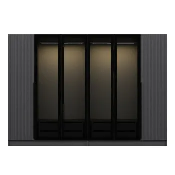 Dulap KALE PLUS, 6 usi, antracit + geam fumuriu, 270x52x210 cm a554 imagine