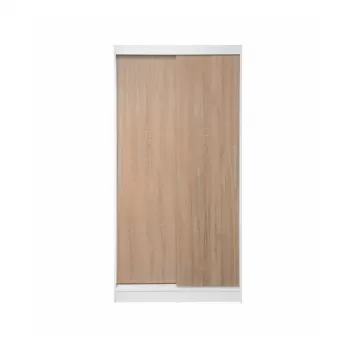 Dulap KOSS 01, usi glisante, corp alb + usi sonoma, 100x60x200 cm 8640 imagine