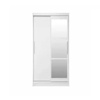 Dulap KOSS 02, cu usi glisante si oglinda, alb, 100x60x200 cm 7216 imagine
