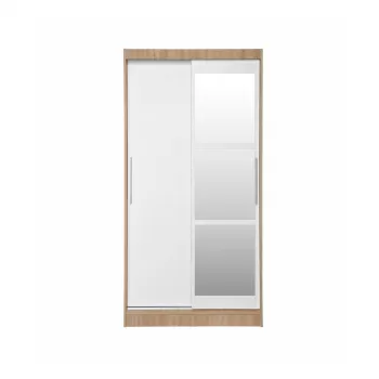 Dulap KOSS 02, cu usi glisante si oglinda, corp sonoma + usi alb, 100x60x200 cm 5b5e imagine