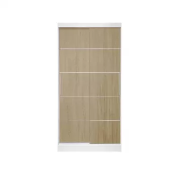 Dulap KOSS 03, cu usi glisante, corp alb + usi sonoma, 100x60x200 cm 6c0d imagine