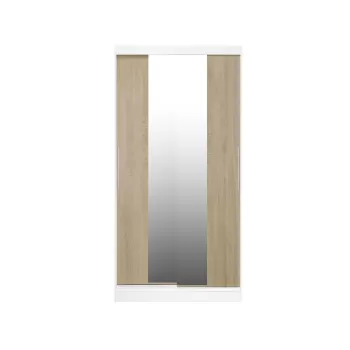 Dulap KOSS 04, cu usi glisante si oglinda, corp alb + usi sonoma, 100x60x200 cm 9c05 imagine