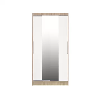 Dulap KOSS 04, cu usi glisante si oglinda, corp sonoma + usi alb, 100x60x200 cm 8ec3 imagine