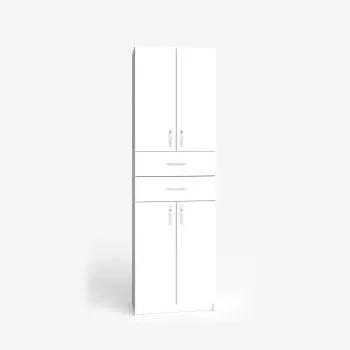 Dulap KSC-11, 4 usi, 4 rafturi, 2 sertare, alb, 60x37x196 cm 77c7 imagine