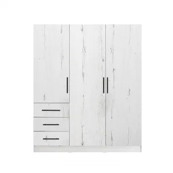 Dulap Leon cu sistem soft close, 3 usi si 3 sertare, alb Elvetia, 150x45x180 cm 7bcc imagine