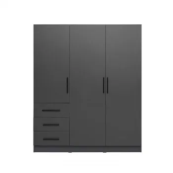 Dulap Leon cu sistem soft close, 3 usi si 3 sertare, antracit, 150x45x180 cm 1f72 imagine