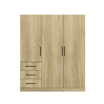 Dulap Leon cu sistem soft close, 3 usi si 3 sertare, stejar Belfast, 150x45x180 cm 71aa imagine