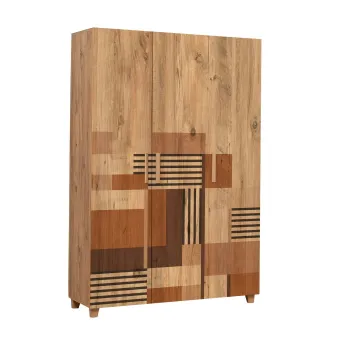 Dulap LEVA HEDERA COLORBLOCK, 3 usi, pin atlantic, 120x48x189 cm 2e3b imagine