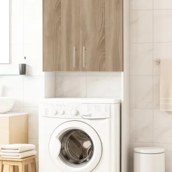 Dulap masina de spalat, 2 usi, alb + sonoma, 64x30x195 cm 5469 imagine