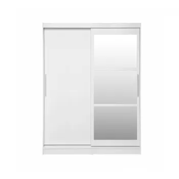 Dulap RODOS 02, cu usi glisante si oglinda, alb, 150x60x200 cm 6c23 imagine