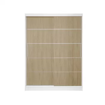 Dulap RODOS 03, usi glisante, corp alb + usi sonoma, 150x60x200 cm b3e8 imagine