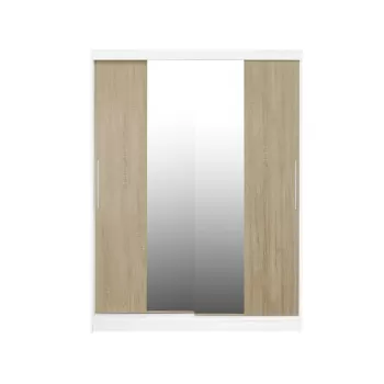 Dulap RODOS 04, usi glisante si oglinda, corp alb + usi sonoma, 150x60x200 cm d153 imagine