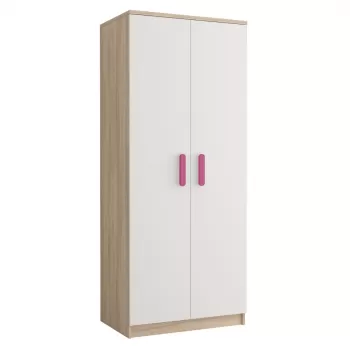 Dulap SMIK III - 06, 2 usi, corp sonoma, front, alb, roz, 80x50x193 cm 4626 imagine