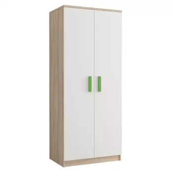 Dulap SMIK III - 06, 2 usi, corp sonoma, front, alb, verde, 80x50x193 cm bed5 imagine