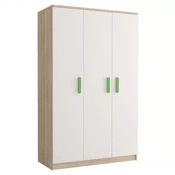 Dulap SMYK III - 19, 3 usi, corp sonoma, front alb, verde, 120x50x193 cm 9fef imagine